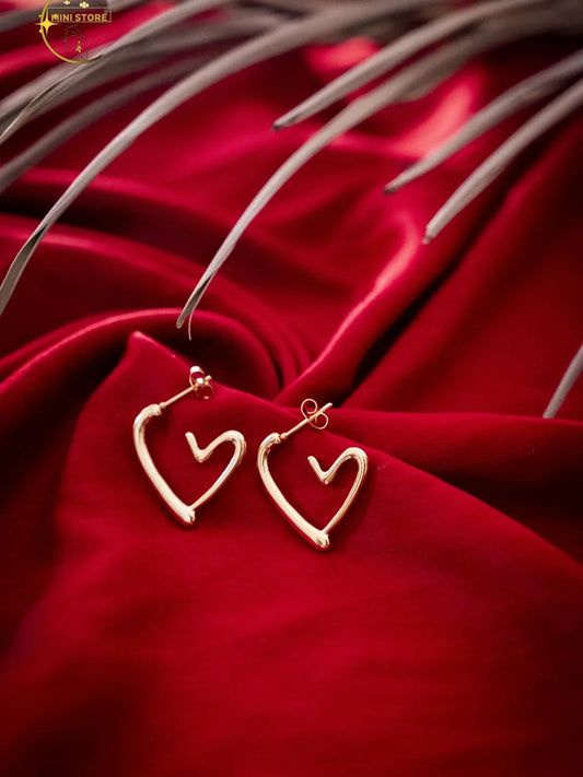 Anti-tarnish Heart-shaped hoop earrings