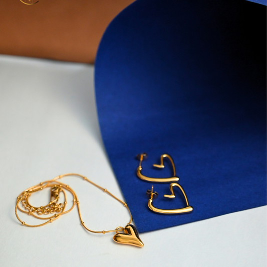 Luxury staining necklace and earrings set Anti-tarnish jwellery for women